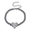 LUX ACCESSORIES Black Huge Chain Heart Pendant Crystal Rhinestone Jewelry Set view 3