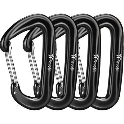 12kN Heavy Duty Carabiner Clips - Favofit 4-Pack 7075 Aluminum Small Carabiners with Snag-Free Wiregate - Lightweight D Ring Keychain Clip for Hammocks Camping Hiking Dog Leash