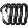12kN Heavy Duty Carabiner Clips - Favofit 4-Pack 7075 Aluminum Small Carabiners with Snag-Free Wiregate - Lightweight D Ring Keychain Clip for Hammocks Camping Hiking Dog Leash view 1