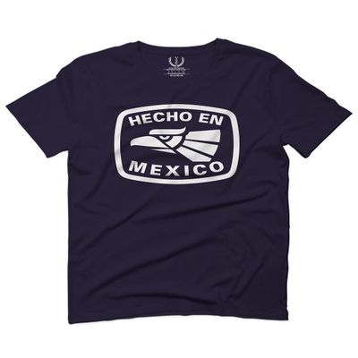 0114. Hecho en Mexico Logo 5 de Mayo Viva Mexican Republic Mexicano for Men T Shirt (Navy Blue, 2X-Large)