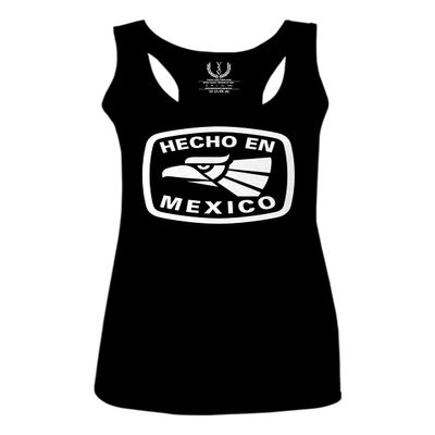 0114. Hecho en Mexico Logo 5 de Mayo Viva Mexican Republic Mexicano Women's Tank Top Racerback (Black, Medium)