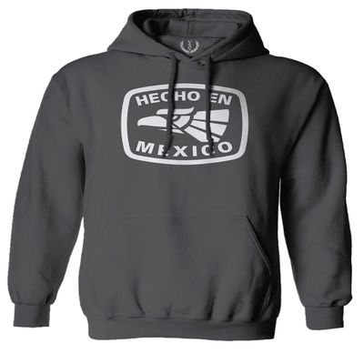 0114. Hecho en Mexico Logo 5 de Mayo Viva Mexican Republic Mexicano Sweatshirt Pullover Hoodie (Charcoal, Large)