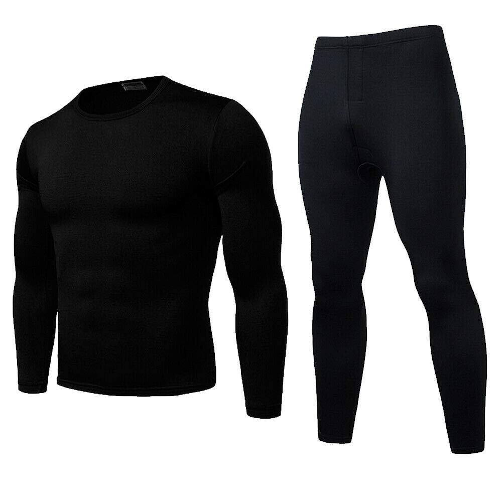Toison Men's Winter Ultra Soft Thermal Underwear Long Johns Set with Fleece Lined (Black, M)