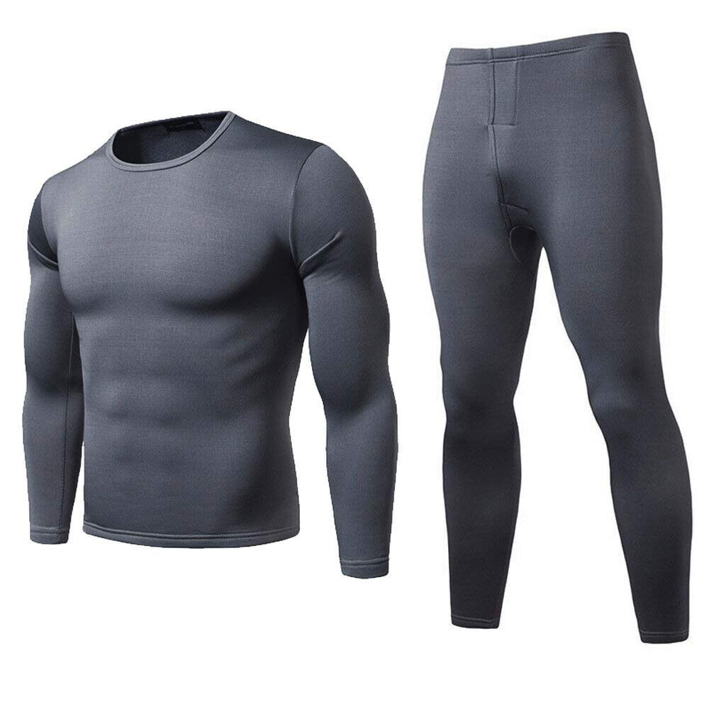 Toison Men's Winter Ultra Soft Thermal Underwear Long Johns Set with Fleece Lined (Dark Gray, XXL)