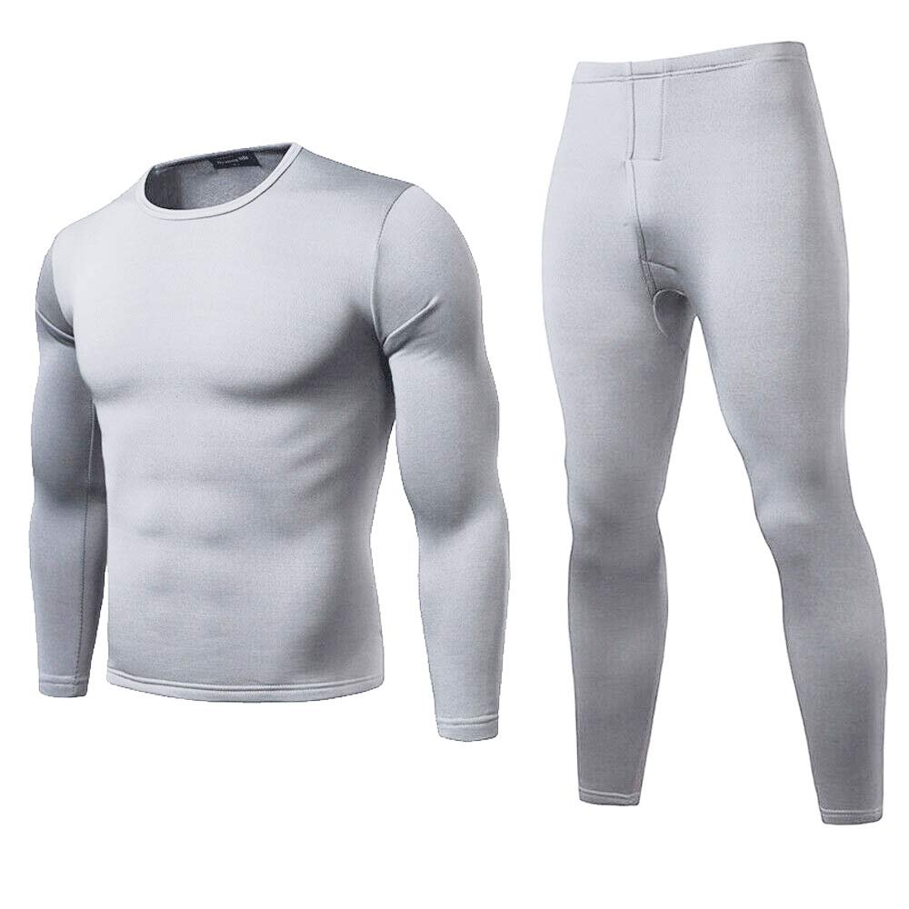 Toison Men's Winter Ultra Soft Thermal Underwear Long Johns Set with Fleece Lined (Light Gray, L)