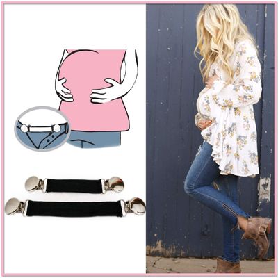 Proudly Made in USA! Belly Up! Bands-Maternity Waistband Extender, Pant Clips, Belly Bands, Pregnancy Expander Elastic (Set of 2) (Cheeta)
