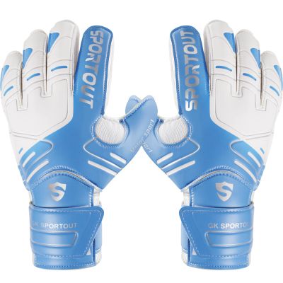 Sportout Youth&Adult Goalie Goalkeeper Gloves, Strong Grip for The Toughest Saves, with Finger Spines to Give Splendid Protection to Prevent Injuries,3 Colors (Blue, 6)