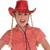 Amscan Adult Cowgirl Hat with Braids, 8400338 , Red view 2