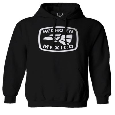 0114. Hecho en Mexico Logo 5 de Mayo Viva Mexican Republic Mexicano Sweatshirt Pullover Hoodie (Black, Large)
