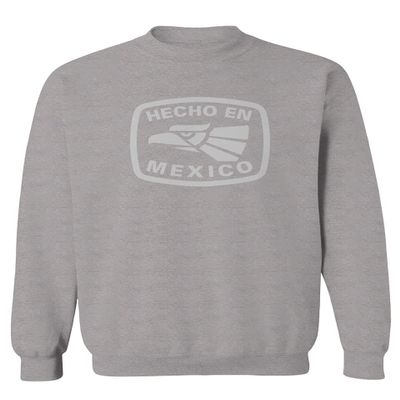 0114. Hecho en Mexico Logo 5 de Mayo Viva Mexican Republic Mexicano Men's Crewneck Sweatshirt (Light Gray X-Large)