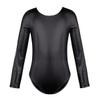 Alvivi Kids Girls Long Sleeve Shiny Metallic Ballet Gymnastics Leotard for Dance Athletic Sports Bodysuit Crop Tops Black 5-6 view 1
