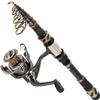PLUSINNO Fishing Rod and Reel Combos - Carbon Fiber Telescopic Fishing Pole - Spinning Reel 12 +1 Shielded Bearings Stainless Steel BBTravel Saltwater Freshwater Full Kit 7.87FT view 1