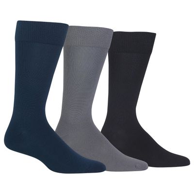 Chaps Mens Super Soft Crew - 3 Pair Pack Patterns And Textures Dress Sock, Navy/Gray/Black, 6-12 US