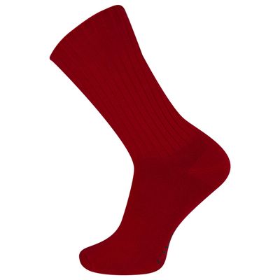 Chaps Mens Solid Color Casual True Rib Crew - 1 Pair Pack Cotton Comfort And Breathable Mesh Dress Sock, Red, 6-12 US