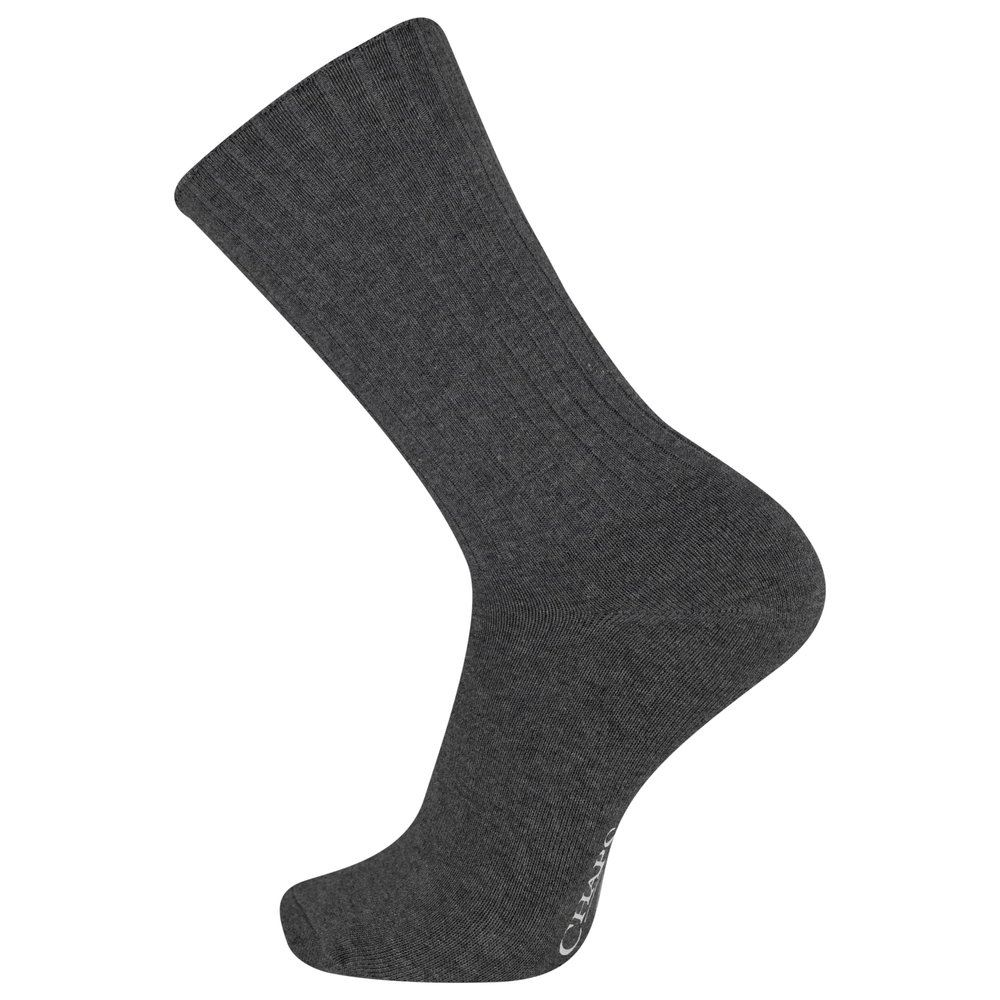 Chaps Mens Solid Color Casual True Rib Crew - 1 Pair Pack Cotton Comfort And Breathable Mesh Dress Sock, Charcoal, 6-12 US