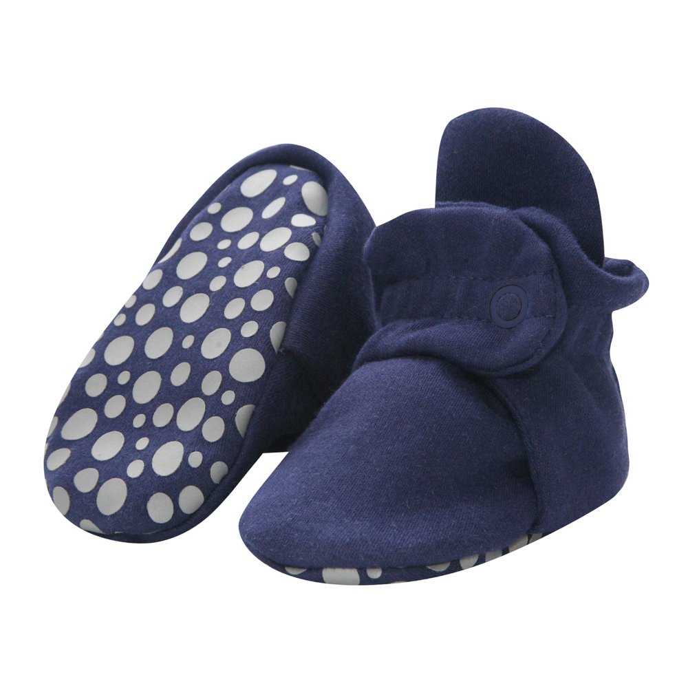 Zutano Unisex Organic Cotton Baby Booties With Gripper Soles, True Navy, 12M