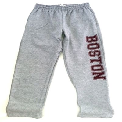 Dalliance Boxers Sport Gray Boston Sweatpants with Side Pockets, Open Leg (Medium)