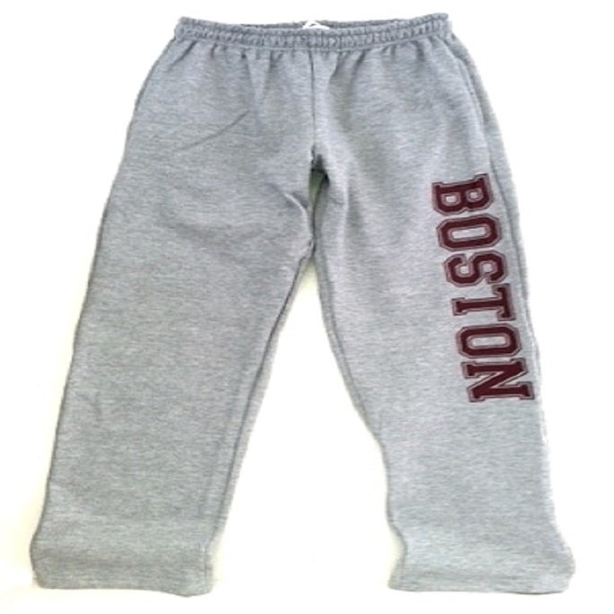 Dalliance Boxers Sport Gray Boston Sweatpants with Side Pockets, Open Leg (Medium)