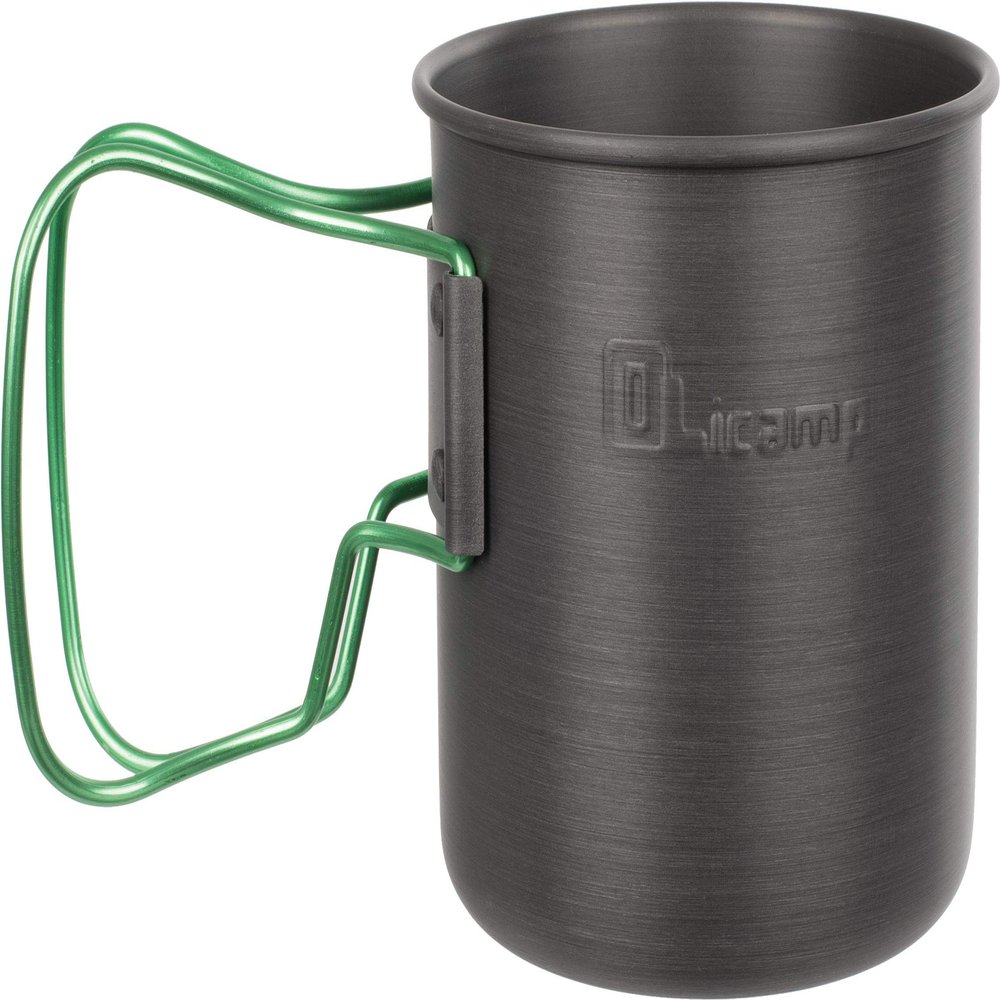 Olicamp Space Saver Camping Mug with Colored Grip, Nests Nalgene Bottle Inside, Lightweight and Compact, Perfect for Camping and Backpacking, Lime