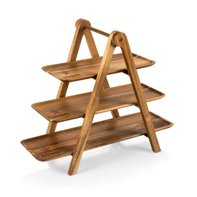 PICNIC TIME NFL Dallas Cowboys 3 Tiered Serving Tray - Charcuterie Boards - Wood Serving Platters, (Acacia Wood)