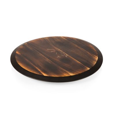 PICNIC TIME NFL Carolina Panthers Lazy Susan Serving Tray, Wooden Turntable Round Charcuterie Board, Cheese Serving Platter, (Fire Acacia Wood)