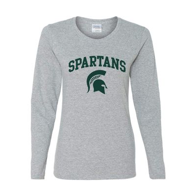 UGP Campus Apparel LL03 - Michigan State Spartans Arch Logo Womens Long Sleeve - 3X-Large - Athletic Heather