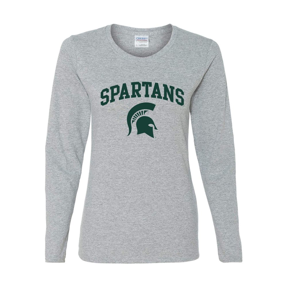 UGP Campus Apparel LL03 - Michigan State Spartans Arch Logo Womens Long Sleeve - 3X-Large - Athletic Heather
