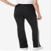 Woman Within Plus Size Tall Stretch-Cotton Knit Pull-On Bootcut Side-Stripe Leggings - 5X, Black White view 2