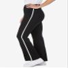 Woman Within Plus Size Tall Stretch-Cotton Knit Pull-On Bootcut Side-Stripe Leggings - 5X, Black White view 3