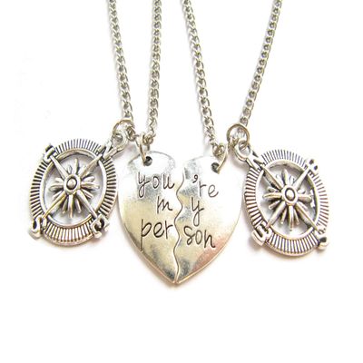2 Best Friends Necklaces, You're My Person Necklaces,Compass Necklaces, You're My Person Best Friends Necklaces, BFF Necklaces