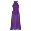 ACSUSS Kids Girls Ballet Dance Dress Halter Mesh Maxi Dress Modern Contemporary Dancewear Purple 12 view 1