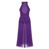 ACSUSS Kids Girls Ballet Dance Dress Halter Mesh Maxi Dress Modern Contemporary Dancewear Purple 12 view 2