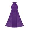 ACSUSS Kids Girls Ballet Dance Dress Halter Mesh Maxi Dress Modern Contemporary Dancewear Purple 12 view 4