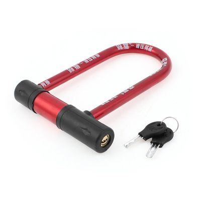 Aexit Bike Bicycle Bike Locks Motorcycle Safety Security Plastic Covered U Shaped Lock Red Cable Locks w Keys