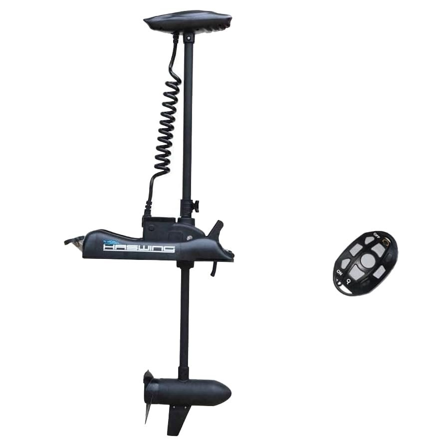 AQUOS Haswing CaymanB Bow Mount Electric Trolling Motor with Wireless Remote- 55 Lb. Thrust, 54in. Shaft, Saltwater & Freshwater