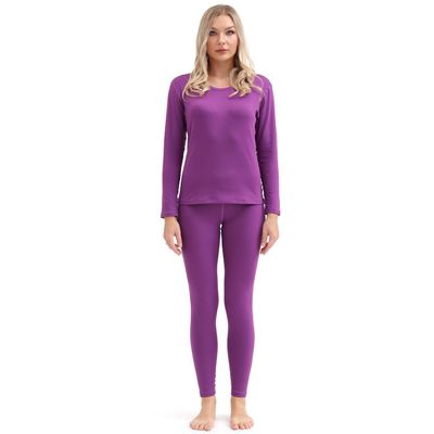 PISIQI Thermal Underwear Women Ultra-Soft Long Johns Set Base Layer Skiing Winter Warm Top & Bottom Purple