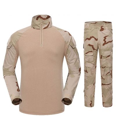 Outdoor Hunting Clothes Airsoft Shooting Shirt Pants Set Battle Dress Uniform BDU Set Tactical Combat Camouflage Clothing - 3 Color Desert - XXL