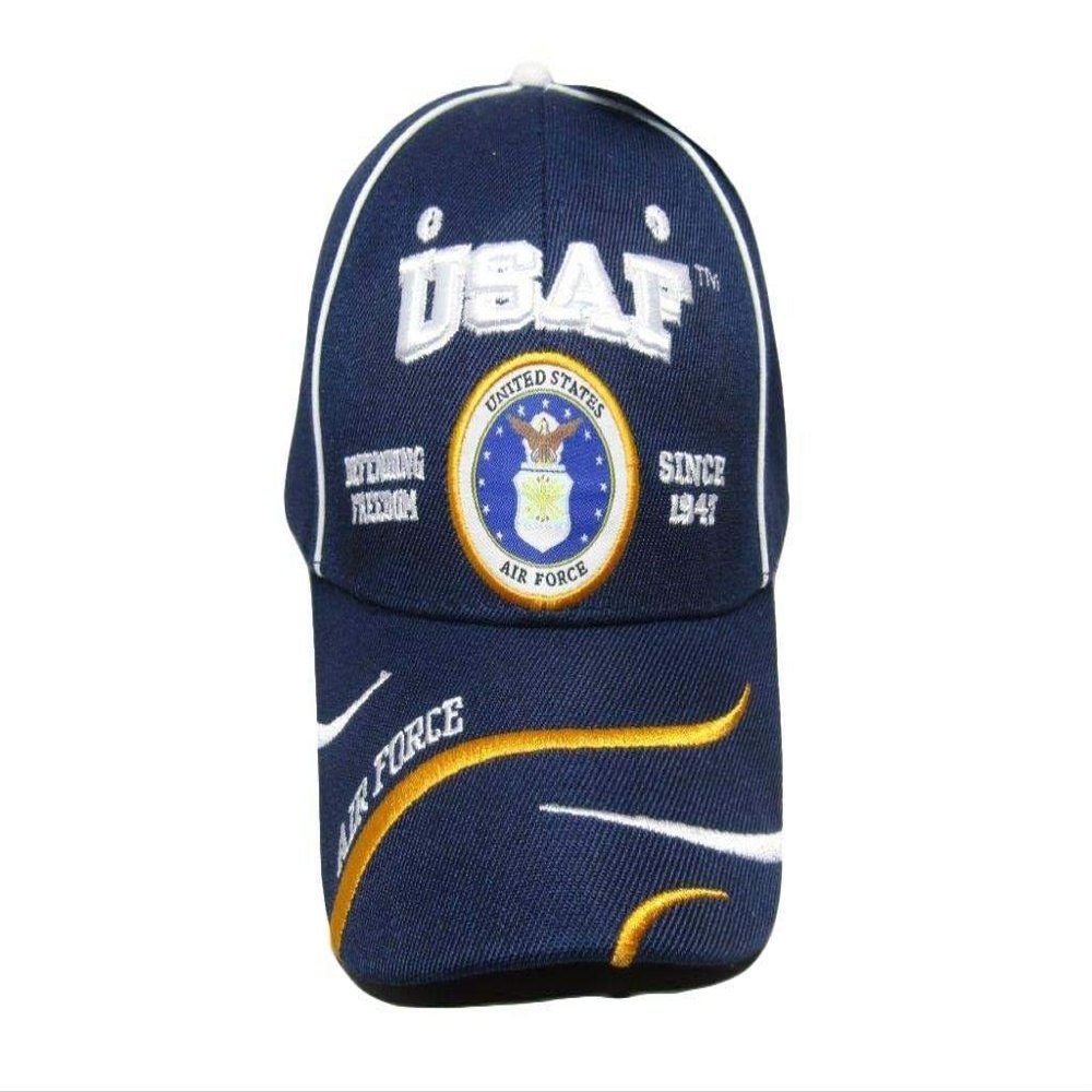 Adult Military U.S. Navy with Seal Defending Freedom Adjustable Blue Hat Cap