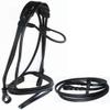 CHALLENGER Horse English Leather COB Padded Noseband Riding Adjustable Flash Bridle Reins 803S46-C view 1