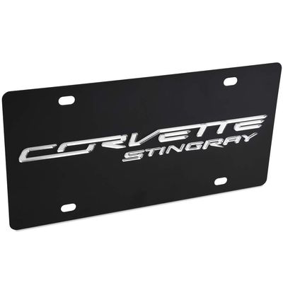 C7 Corvette Stingray License Plate/Tags - Black Stainless Steel for Front of 2014-2019 Corvettes
