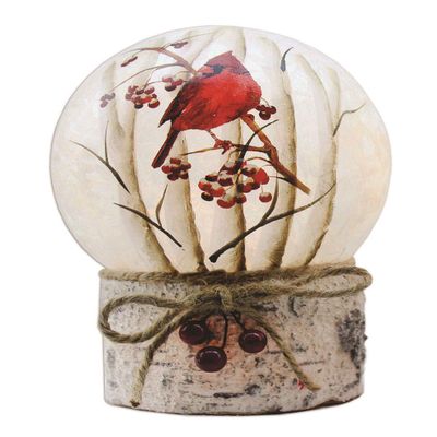 Stony Creek Birch & Cardinals 4 x 4 x 5.5 inch Ball on Birch Base, BTC8255 (BTC8255A)