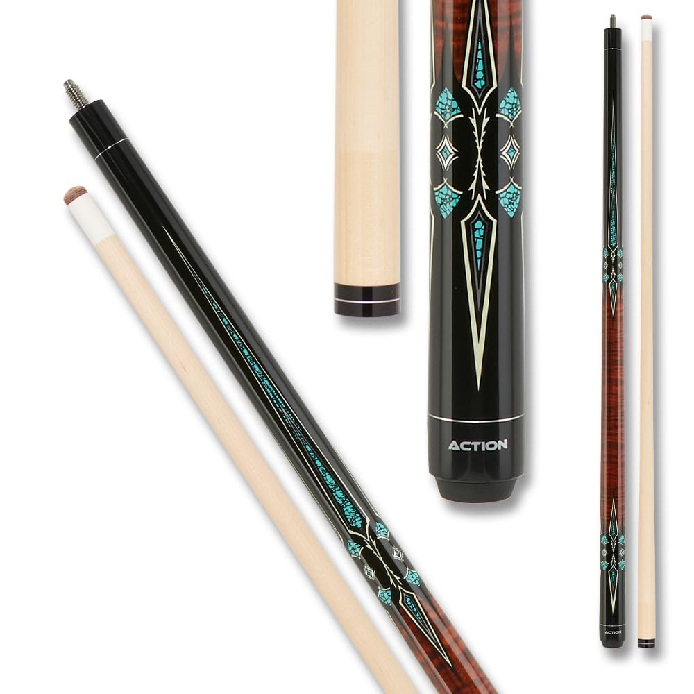 Action Impact - Billiards Pool Cue Stick - Tiger Maple w/Cream Points - 20oz