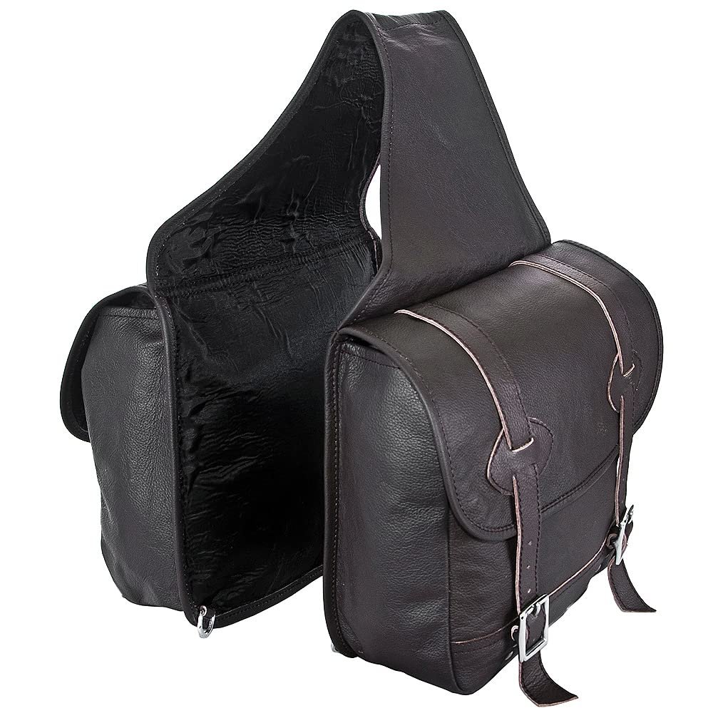 HILASON Soft Leather Horse Saddle Bag Black | Equestrian Western Adjustable Closure