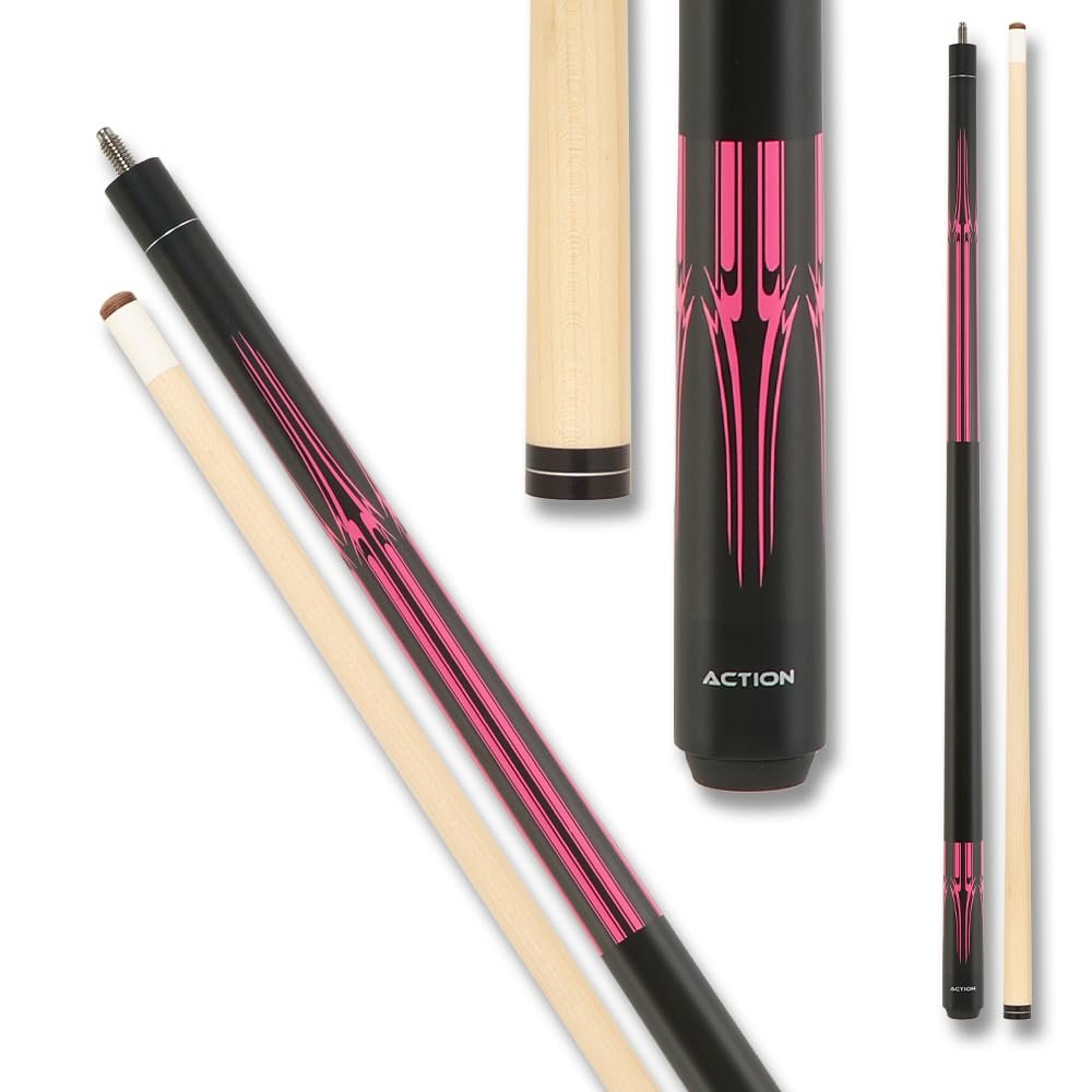 Action Impact - Billiards Pool Cue Stick - Black and Pink Matte - 20oz