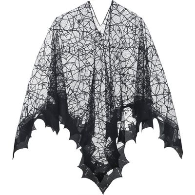 Adult Black Spider Web Seethrough Poncho - One Size (Pack of 1) - Elegant, Extraordinary and Stylish, Occasions