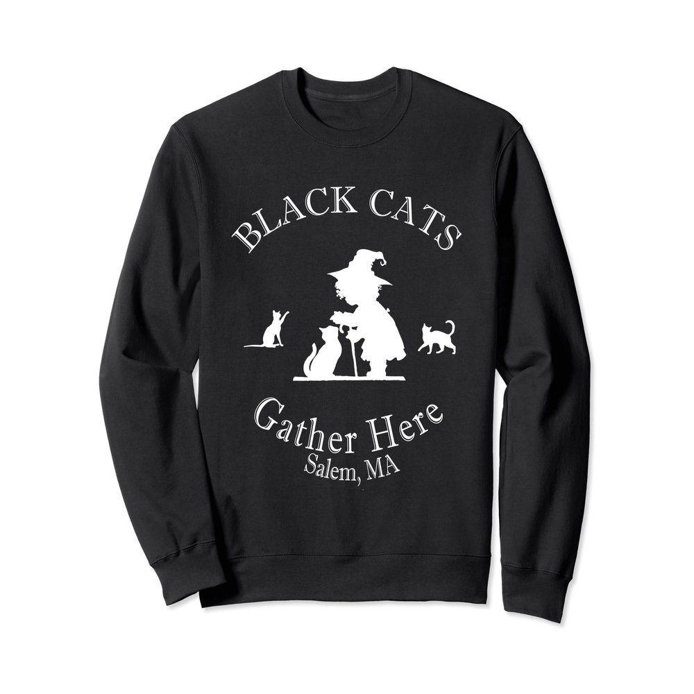 Black Cats Gather Here Salem, MA Halloween Witch Sweatshirt