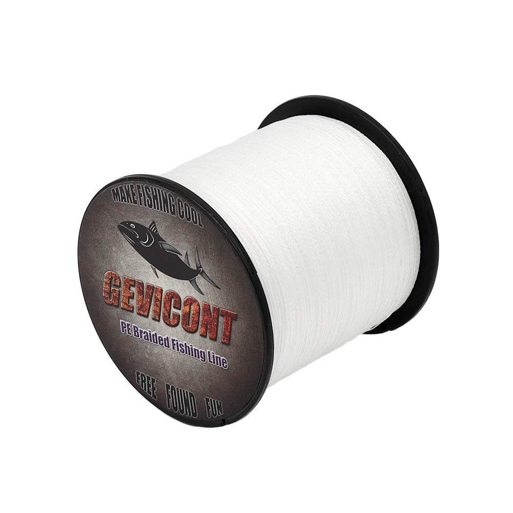 GEVICONT 1500m-1640yds 40lbs 0.32mm White Pe Dyneema Braided Fishing Line 4 Strands