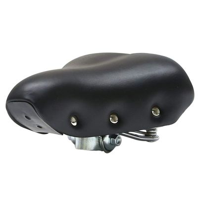 UNISTRENGH Sprung Vintage Bike Saddle, Comfy Wide Saddle Comfortable Bicycle Seat Foam Padded Cushion for Men Women Brown (Black)