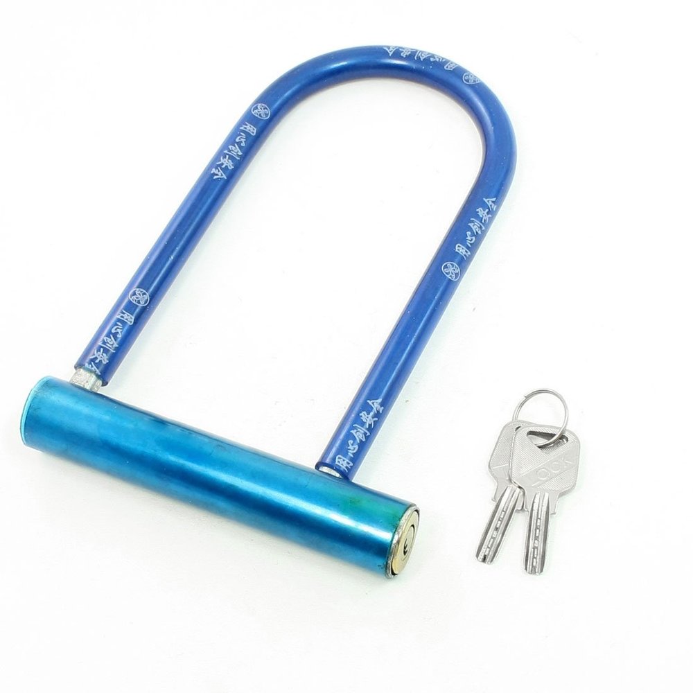 Aexit Bicycle Bike Bike Locks Security Teal Blue Plastic Coated Metal U Lock w U-Locks 2 Keys