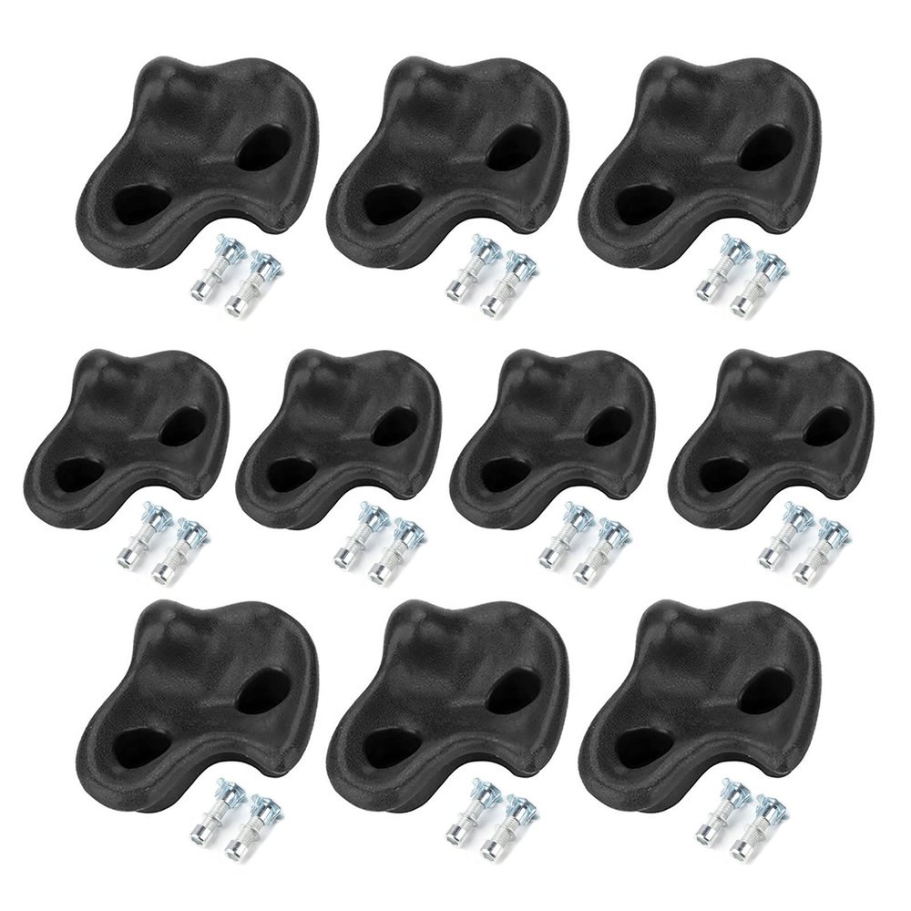 Rock Climbing Holds, 10Pcs Durable Plastic with Mounting Screws, Kids Climbing Holds, Black Color for Children Home Playrooms Schools and Daycares